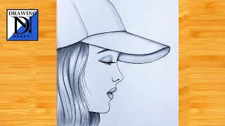 How to draw a Girl wearing a Hat  Pencil sketch for beginner  Easy drawing  Girl drawing easy [upl. by Randie431]