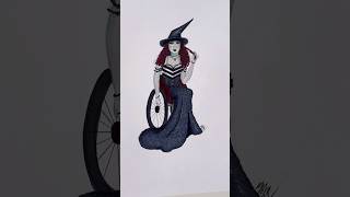 ASMR Witch Illustration ✨ satisfyingart inclusiveart disabilityawareness markerart fashionart [upl. by Jeniece]