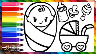 Dessiner et Colorier un Bébé avec Accessoires 👶🍼🌈 Dessins pour Enfants [upl. by Tremayne]