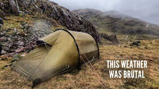 Solo Camping in the Mountains with Brutal Rain and Winds  Hilleberg Nammatj 2 in Storm Conditions [upl. by Acinor]