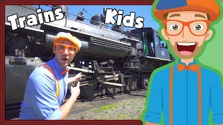 Trains for Children with Blippi  Steam Train Tour [upl. by Dolhenty]