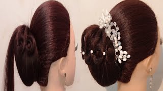 Beautiful Juda Hairstyle For Wedding  wow Khushboo hairhairstyle viral wedding bun trending [upl. by Reehsab]