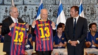 PM Netanyahu and President Peres Meet with FC Barcelona [upl. by Ilime]