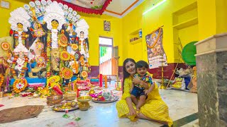 Barir Thakurdalane Junior First Time ðŸ˜‡ðŸ™ Maha Ashtami Sandhi Pujo â¤ï¸ [upl. by Arada]