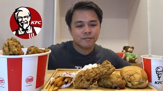 KFC MUKBANG  Spicy and Original Fried Chicken Snacker Fries  Eating Sounds [upl. by Reede]