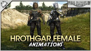 FFXIV  Hrothgar Female Animations [upl. by Hardigg]