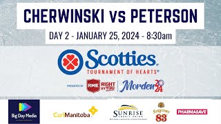 CHERWINSKI vs PETERSON  2024 Scotties Tournament of Hearts Presented by RME Day 2 [upl. by Turro]