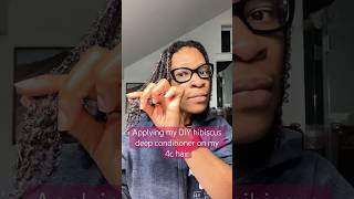 Applying my handmade deep conditioner diy hibiscuscurlcream 4chaircare  naturalhaircare [upl. by Derfla]