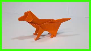 ⩥ Cómo hacer un Golden Retriever de Origami  PERRO de PAPEL [upl. by Aleydis]