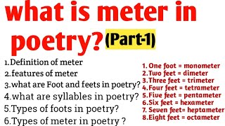 MeterMeter in English PoetryDefinitionTypesFeaturesSyllables Types of Foot [upl. by Anma163]