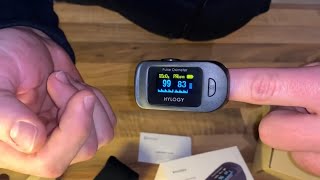 Pulsoximeter HYLOGY Oximeter Digital mit OLED Bildschirm Messen des SpO2 unboxing und Anleitung [upl. by Fagaly]