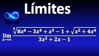 60 Límite cuando x tiende a infinito de división de polinomios con raíz cúbica y cuadrada [upl. by Amati]