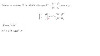 Une équation matricielle XnN dans M2C avec N nilpotente dindice 2 [upl. by Anelrad]