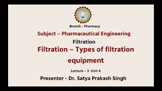 Pharmaceutical Engineering  Filtration  Types of Filtration Equipment Part1 AKTU Digital [upl. by Anitsihc]