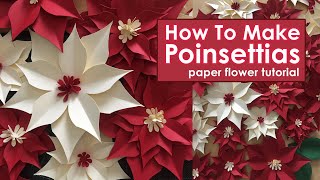 DIY Paper Poinsettias  How to Make Poinsettias  Christmas Decorations  Easy Paper Flower Tutorial [upl. by Negaem235]