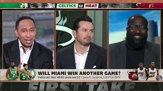 The Miami Heat are winning Game 5 🗣  Stephen A debates JJ Redick and Kendrick Perkins  First Take [upl. by Ifok]