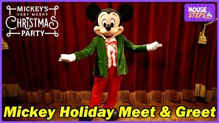 Mickey Meet amp Greet in his Holiday Outfit at Mickey’s Very Merry Christmas Party 2024  Disney World [upl. by Ardnassac]