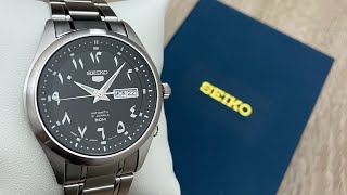 Seiko 5 Automatic Arabic Numbers Black Dial Men’s Watch SNKP21J1 Unboxing UnboxWatches [upl. by Niamert]