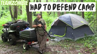 Atv overland solo camping in heavy storms with tiny trailer i had to defend my camp [upl. by Aisatna]