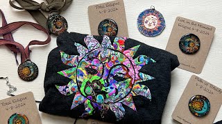 UV Resin Pins  Pendants Sun Moon Jewelry for the Great Eclipse Free Motion Embroidered Shirt [upl. by Groves]