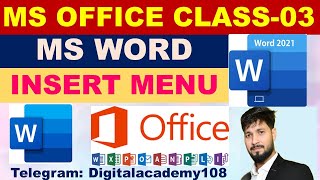 MS WORD PART 3 INSERT TAB msword msoffice insert [upl. by Ahsiela]