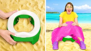 LAST SUMMER DAY TRAVEL HACKS🏖 Rich vs Broke Gadgets and Crafts for Parents on Vacation by 123 GO [upl. by Gardal311]