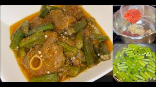 Easiest Afghani Okra With Meat Recipe  Afghani Bamya Gosht Recipe [upl. by Ailegra643]