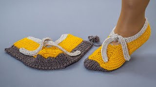 Simple slippers on 2 knitting needles easily [upl. by Jamey202]