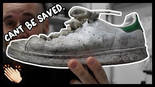 CLEANING FILTHY SNEAKERS FAIL STAN SMITH DEFEATED ME [upl. by Hoagland]