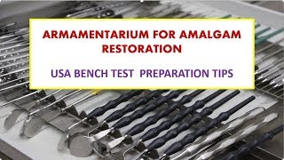 Armamentarium for Amalgam restoration  USA Bench test  NBDE [upl. by Xylina]