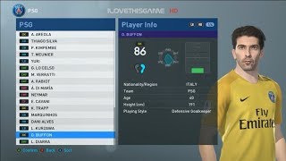 PES 2019 FACE amp PLAYER RATING  Paris Saint Germain [upl. by Narcis]