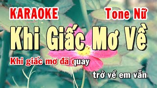 Khi Giấc Mơ Về Karaoke Tone Nữ  Karaoke Hiền Phương [upl. by Brookes]