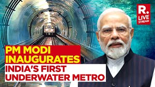 PM Modi Flags Off First Underwater Metro Inaugurates Several Other Projects In Kolkata [upl. by Atteugram]