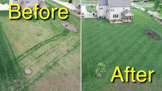 Before And After Fertilizer Results  Mowing My Neighbors Deep Grass [upl. by Idolah]