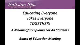 Ballston Spa Board of Education Meeting  January 3 2024 [upl. by Nuahsak16]