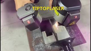 pulse laser cleaning machine compares clean paint on iron plate [upl. by Leahcir109]