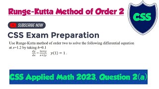 Q 2 a CSS Applied Mathematics 2023 Solution  RK Method of order 2  CSS past paper solution 2023 [upl. by Aroda]