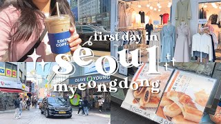 travel vlog 👜  a day in myeongdong shopping street 😊🛍️  first day in seoul korea 🇰🇷 [upl. by Sothena830]