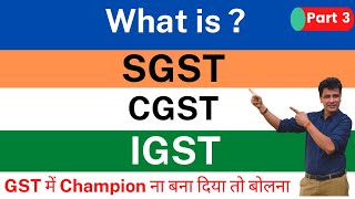 3 Types of GST  CGST IGST SGST in Hindi  GST Champion Series  Goods amp Services Tax 11 Accounts [upl. by Mharg]