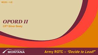 Operations Order OPORD II  MSL202 Lesson 08  ROTC [upl. by Deppy]