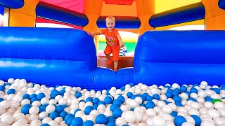 Vlad and Niki play in Inflatable Castle and other funny challenges for kids [upl. by Ellenhoj]