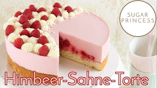 🍰 Blitzschnelle Himbeersahne Torte mit Biskuit und Götterspeise  Rezept von Sugarprincess [upl. by Bobine]