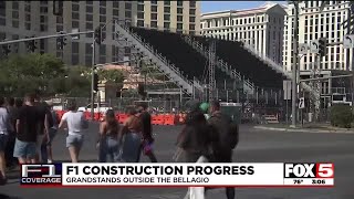 Progress continues on the F1 grandstands outside the Bellagio [upl. by Lertnahs223]