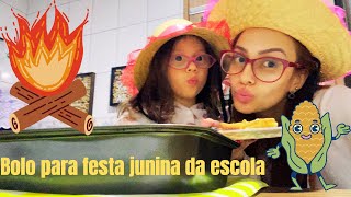 FIZEMOS BOLO DE FUBÁ CREMOSO PARA FESTA JUNINA DA ESCOLA [upl. by Aizatsana746]