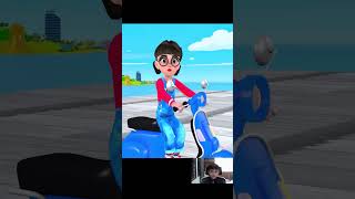 Troll Squid Game Motorbike Driving Acrobatics Climbing Wooden Slope Challenge Tani Win shortsvideo [upl. by Rivers]