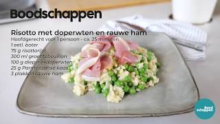 Risotto met doperwten en rauwe ham  Boodschappen TV [upl. by Adnalu]