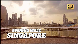 Evening Walk  Marina Bay Waterfront Promenade  Singapore  4K 60FPS [upl. by Avrit42]