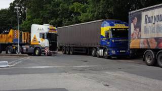 Ainscough Scania V8 departs Charnock Richard Services 29th July 2016 [upl. by Asenad185]