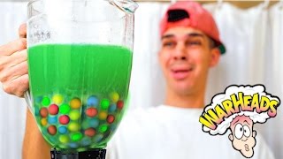 ATOMIC WARHEADS SOUR CANDY CHALLENGE  DIY SMOOTHIE DRINK [upl. by Mccarty]