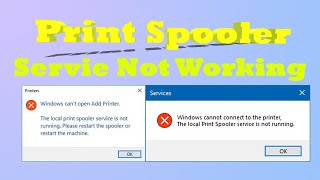 Print Spooler Service Is Not Running  Windows 10 [upl. by Collete]